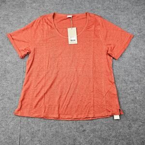 Poetry Linen T Shirt Womens 12 Orange Casual Lightweight Coastal Minimal Classic